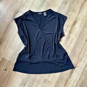 Y2K Black Going Out Top Women's Size XL New York & Company Made In USA Wrap Club